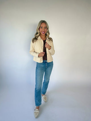 Flattering Features Quilted Cropped Jacket - Natural