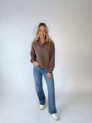 SANCTUARY Quilted Button Popover - Morel