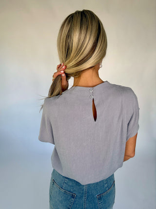 Gathered In Grace Top - Dusty Blue