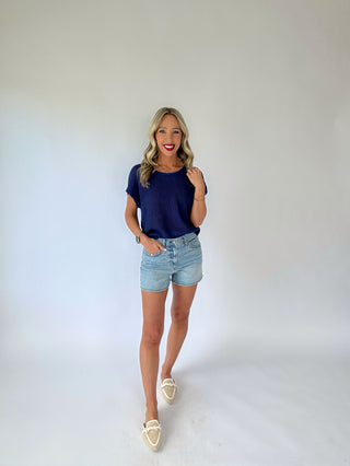 Soaking Up The Sunshine Knit Top - Navy