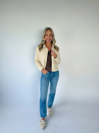 Flattering Features Quilted Cropped Jacket - Natural