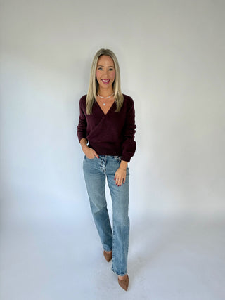 Wrapped Up In You Sweater - Dark Cherry