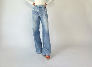 Life On The Edge Sweatpant Jeans - Denim Blue