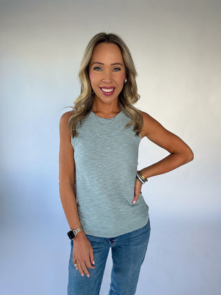 Basic Is Best Sleeveless Knit Top - Seafoam