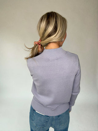 Misty Pewter Mock Neck Sweater