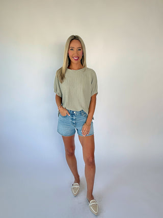 Comfortable Charm Textured Top - Sage