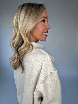 Cozy Hour Mock Neck Sweatshirt - Ash Grey