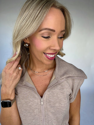 Casual Staple Zip Romper - Taupe