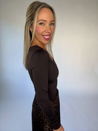 Second Skin Square Neckline Top - Chocolate Torte