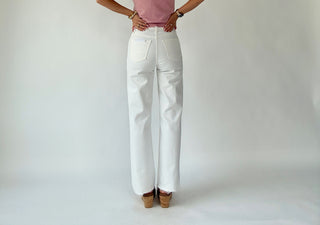 Pleaser High Rise Wide Ankle Jean - White