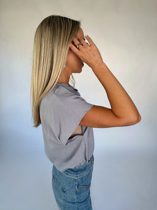Gathered In Grace Top - Dusty Blue