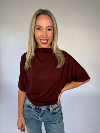 Darling Details Drape Top - Wine