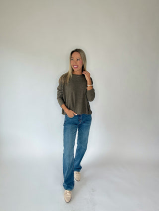 It's That Simple Crewneck Top - Mocha