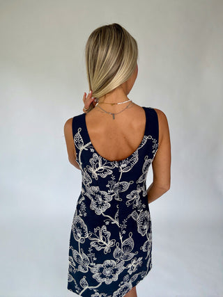 Floral Fantasy Mini Dress - Navy