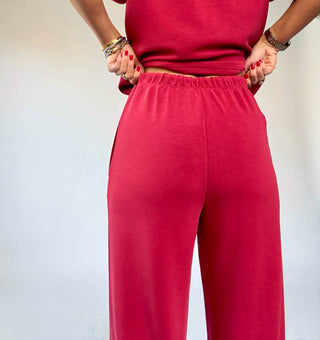Laguna Lounge Wide Leg Pant - Garnet Red