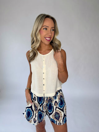 Poetic Charm Button Up Top - Ivory