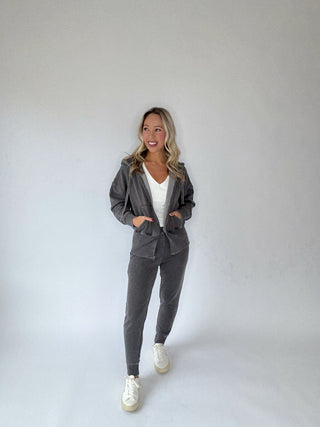 Cool Nights Zip Up Hoodie - Washed Black