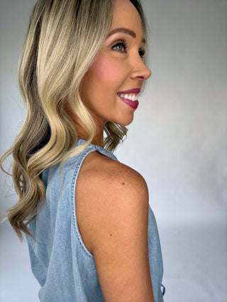 Just Add Sun Denim Tank - Stone Wash Blue