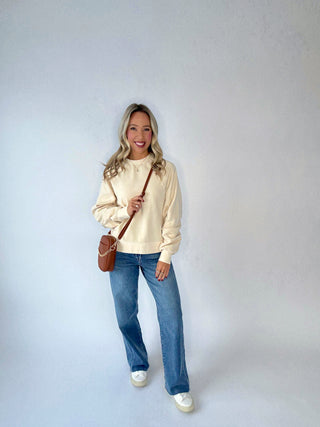 SANCTUARY Shirred Sleeve Sweatshirt - Vanilla Creme