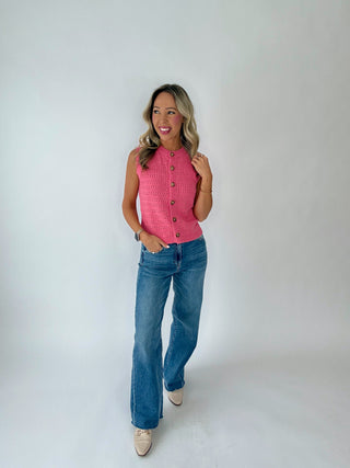 SANCTUARY Pointelle Shell - Bloom Pink