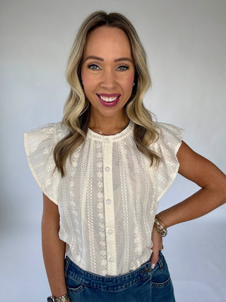 Easy To Adore Embroidered Top - Ivory