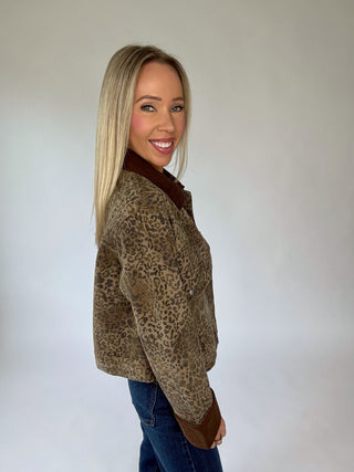 Walk On The Wild Side Corduroy Collar Jacket - Brown Multi