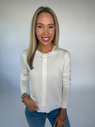 Cross Your Mind Crewneck Cardigan - Ivory