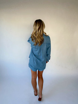 Softly Structured Tencel Top - Chambray Blue