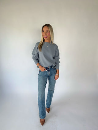 There When You Need Me Sweater - Dusty Blue