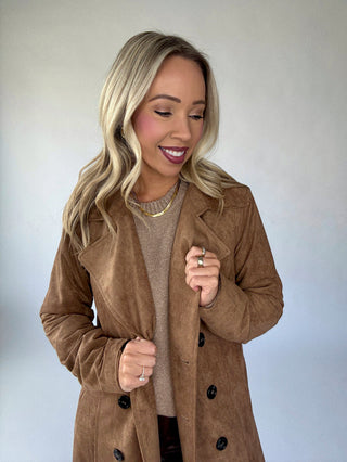 Decadent Mocha Suede Trench Coat