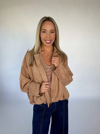 Easily Persuaded Bubble Hem Jacket - Camel