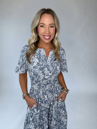 Romance Awaits Floral Dress - Blue