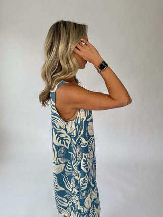 Sunset in Santorini Dress - Blue & Ivory