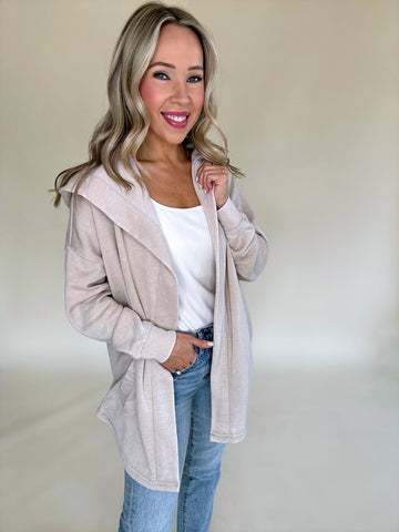 Get Cozy Mineral Washed Fleece Hooded Cardigan
