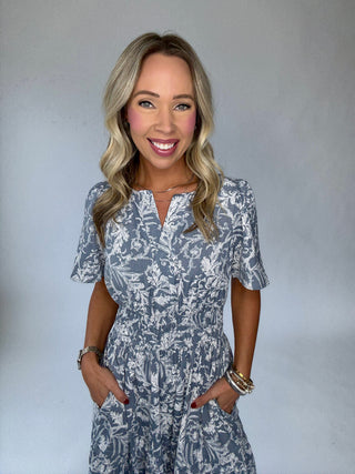 Romance Awaits Floral Dress - Blue