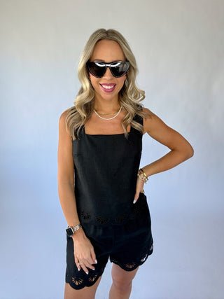 SANCTUARY Almost There Linen Top - Black