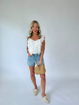 Hopeless Romantic Ruffle Top - White
