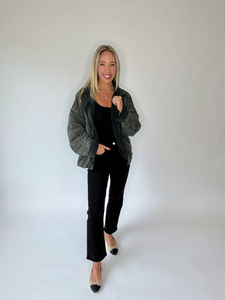 Life Is Good Quilted Washed Jacket - Charcoal