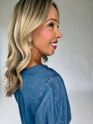 Pearl & Textured Disc Earrings