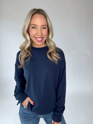 VARLEY Horton Side Zip Midlayer - Navy Marl