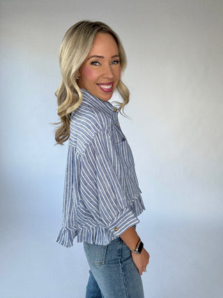 The Mia Striped Top - Blue