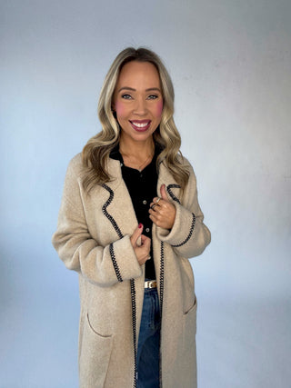 The Fiona Whipstitch Cardigan - Oatmeal