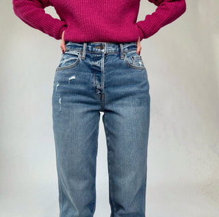 Boyfriend Button Fly with Mini Cuff Jean