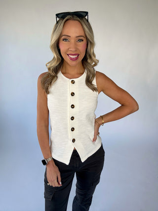 SANCTUARY Nothing Extra Knit Vest - Chalk