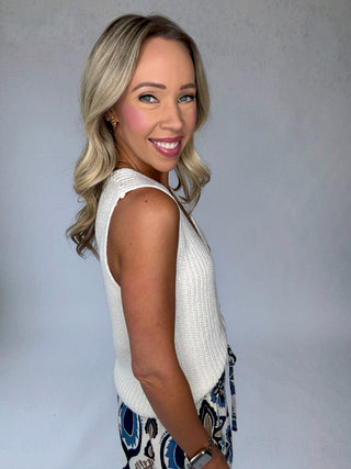 The Sunlit Seashell Knit Tank - Ivory