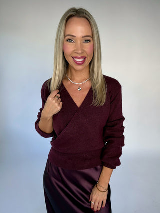 Wrapped Up In You Sweater - Dark Cherry