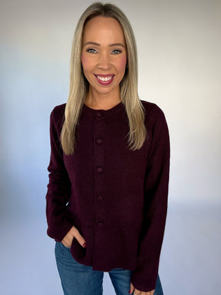 Wine & Dine Cardigan - Burgundy