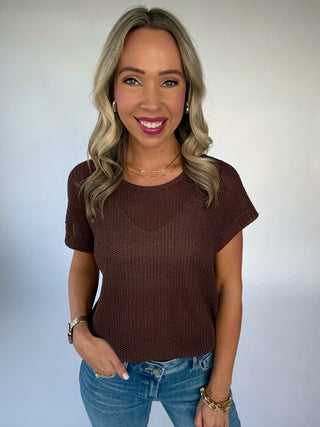Soaking Up The Sunshine Knit Top - Dark Roast