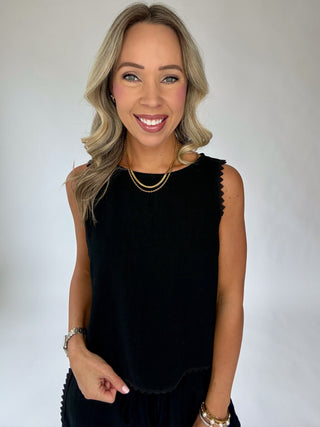 Cloud Nine Linen Top - Black