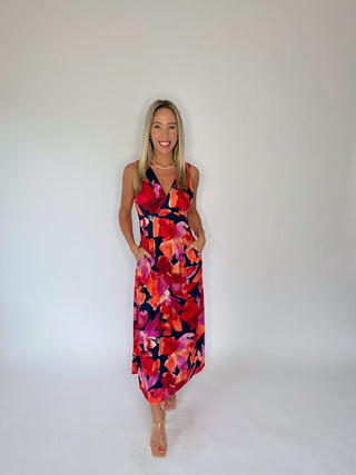 Indigo Bloom Midi Dress - Navy Floral